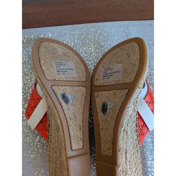 White Mountain Beaux Perforated Thong Espadrille Wedge Sandals Women 9.5 Orange - Picture 7 of 7